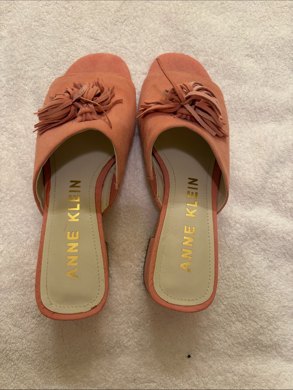 Anne Klein Women's Coral Suede Tassel Slide Sandals